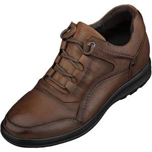 CALTO Brown Leather Casual Invisible Height +2.8 In. Elevator Shoes  NWT